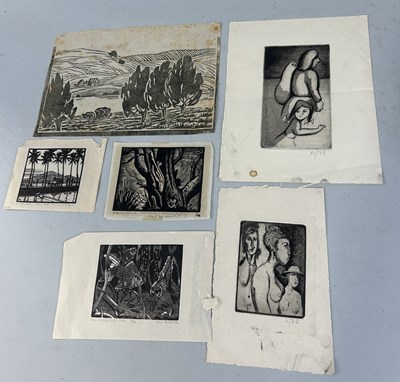 Lot 566 - ETCHINGS AND WOODCUT PRINTS TO INCLUDE: ETHELBERT WHITE, TOM CHADWICK, LAURENCE ANGUS (6)