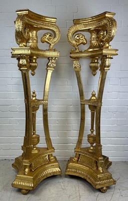 Lot 521 - A PAIR OF NEO-CLASSICAL DESIGN GILT WOOD...