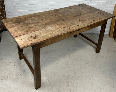 Lot 547A - A GEORGIAN PINE FARMHOUSE TABLE,

164cm x 75cm...