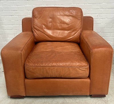 Lot 554 - A HEALS TAN LEATHER ARMCHAIR, 

105cm x 94cm x...