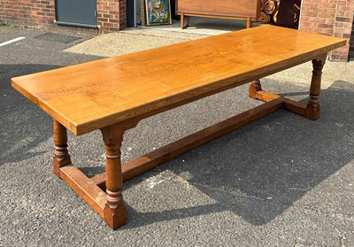 Lot 564 - A LARGE PLANK TOP REFECTORY TABLE, 

288cm x...