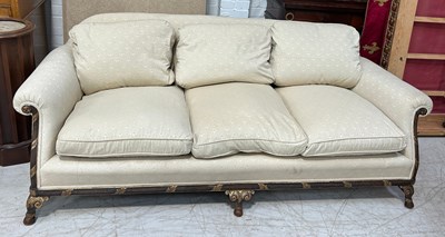 Lot 581 - A LARGE CLASSICAL DESIGN SOFA IN THE REGENCY...