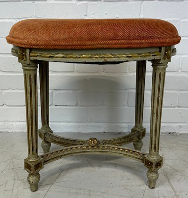 Lot 584 - A LOUIS XVI STYLE STOOL WITH ORANGE...