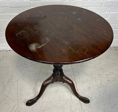 Lot 585 - A 19TH CENTURY MAHOGANY TILT TOP TABLE, 

73cm...