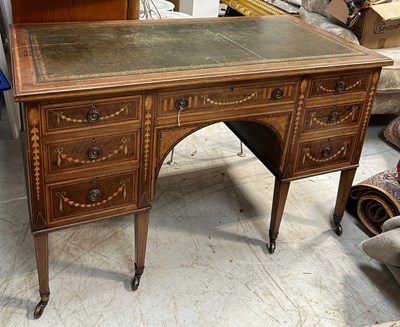 Lot 595 - A MAPLE AND CO EDWARDIAN SHERATON REVIVAL...