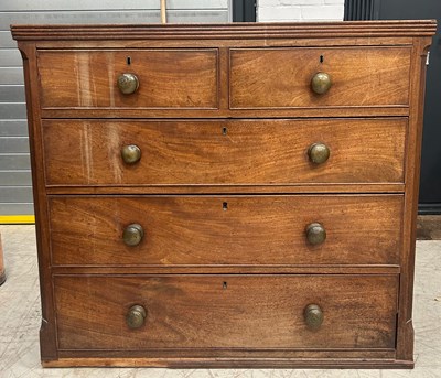 Lot 596 - A 19TH CENTURY MAHOGANY CHEST OF DRAWERS,...