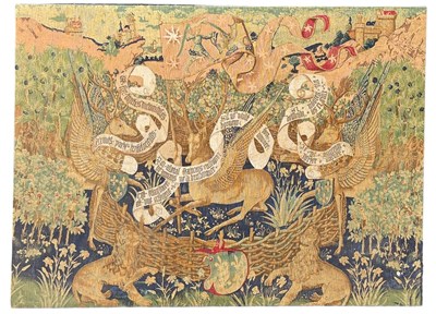 Lot 602 - LES CERFS AILES SILKSCREEN TAPESTRY, 

195cm x...