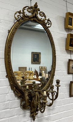 Lot 605 - A LARGE 19TH CENTURY GILT WOOD GIRANDOLE WALL...