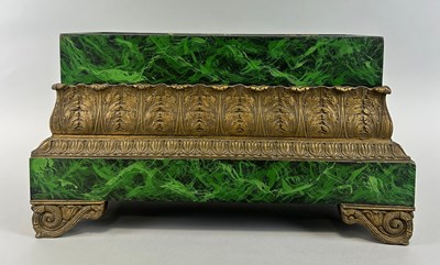 Lot 615E - A FAUX MALACHITE AND FAUX BRONZE WOODEN...