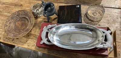 Lot 619 - A SILVER WINE COASTER ALONG WITH MUSICAL...