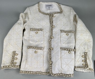 Lot 702 - A VINTAGE CHANEL STYLE SILK-LINED EVENING JACKET