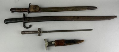 Lot 645 - A GROUP OF FOUR BAYONETS, 

One marked...