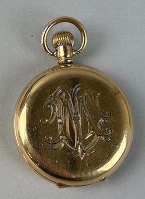 Lot 680 - A GOLD PLATED WALTHAM POCKET WATCH ENGRAVED...