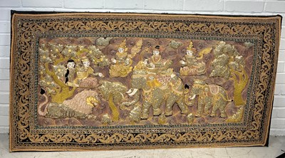 Lot 723 - A SOUTHEAST ASIAN METAL THREADED WALL HANGING...