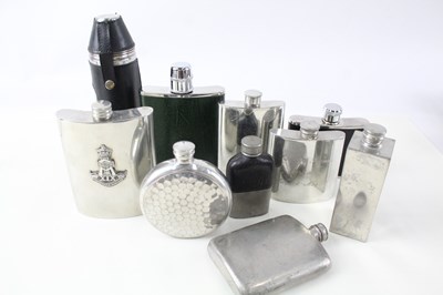 Lot 749 - VINTAGE HIP FLASKS INC STAINLESS STEEL, PEWTER,...