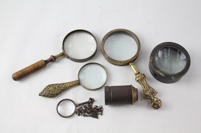 Lot 753 - ANTIQUE OPTICAL TOOLS, MAGNIFYING GLASSES ETC