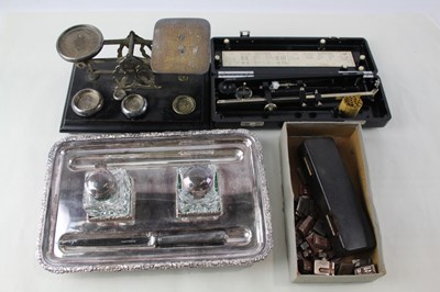 Lot 756 - VINTAGE DESK ITEMS JOB LOT INC SILVER PLATE...