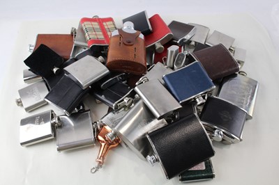 Lot 757 - HIP FLASKS ASSORTED INC STAINLESS STEEL,...