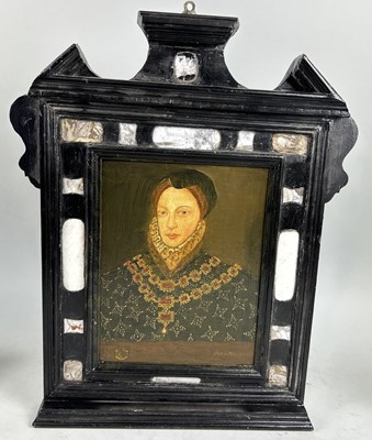 Lot 801 - A 16TH CENTURY ELIZABETHAN STYLE PAINTING DEPICTING A LADY