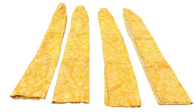 Lot 832 - TWO PAIRS OF GOLD DAMASK CHENILLE CURTAIN (4) ,...