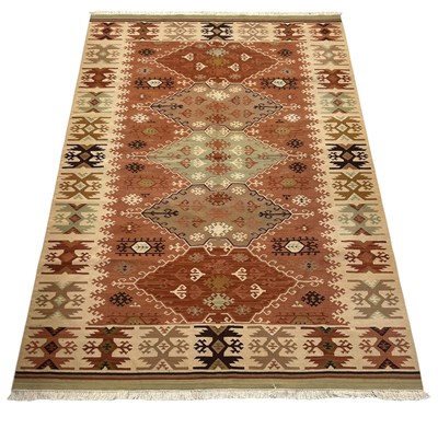 Lot 848 - A PERSIAN DESIGN KILIM CARPET, 

293cm x 203cm