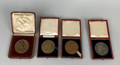 Lot 363 - FOUR CASED BRONZE MEDALS TO INCLUDE VICTORIA DIAMOND JUBILEE