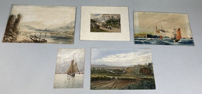 Lot 567 - FIVE 19TH CENTURY WATERCOLOUR PAINTINGS TO INCLUDE ONE BY EDUARDO DE MARTINO (5)