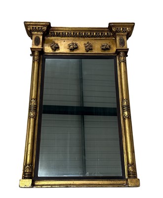 Lot 918 - AN ANTIQUE REGENCY STYLE GILDED WOOD PIER MIRROR