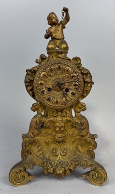 Lot 317 - A FRENCH GILT BRONZE CLOCK MARKED FOR MEYER A PARIS