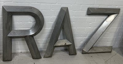 Lot 894 - THREE 1960'S ALUMINIUM LETTERS 'RAZ'