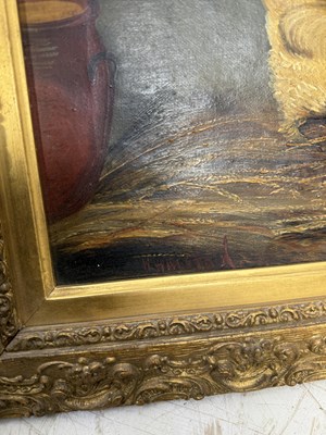 Lot 645 - A 19TH CENTURY OIL PAINTING ON CANVAS DEPICTING CHICKENS