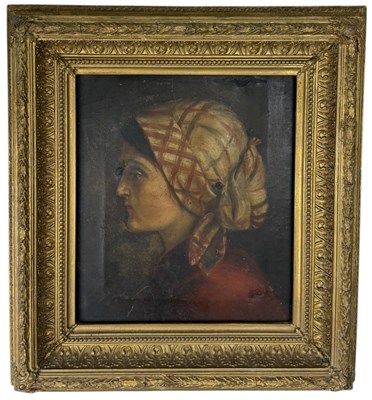 Lot 616 - A 19TH CENTURY OIL PAINTING ON CANVAS DEPICTING THE HEAD OF A PYRENEAN PEASANT