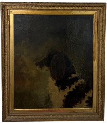 Lot 617 - A VICTORIAN OIL PAINTING ON CANVAS DEPICTING A DOG NAMED 'ZULU'