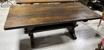 Lot 1070 - AN OAK REFECTORY TABLE