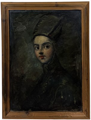 Lot 618 - AN OIL PAINTING ON BOARD DEPICTING THE HEAD OF A MAN