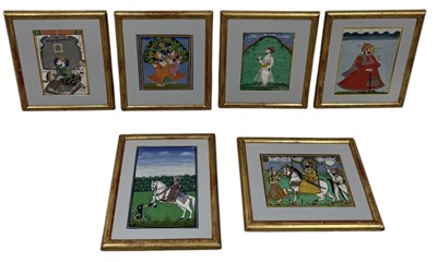 Lot 697 - A GROUP OF SIX INDIAN MINIATURE PAINTINGS