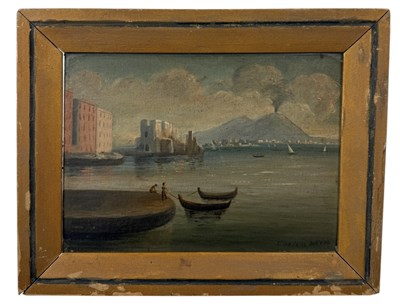 Lot 661 - A 19TH CENTURY OIL PAINTING ON BOARD DEPICTING CASTELLO DELL'OVO, NAPLES, ITALY