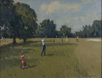 Lot 701 - RONALD MORGAN RBA, ROI (ENGLISH, 1936-2019) OIL ON BOARD TITLED 'OUT OF THE ROUGH'