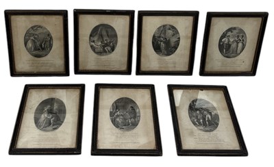 Lot 766 - A SET OF SEVEN 18TH CENTURY PRINTS DEPICTING SCENES FROM SHAKESPEARE'S PLAYS