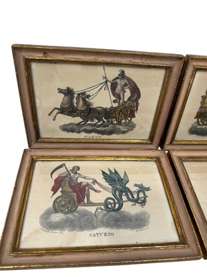 Lot 767 - AFTER RAPHAEL: A SET OF SIX HAND COLOURED ENGRAVINGS DEPICTING GODS WITH CHARIOTS