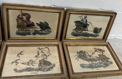 Lot 767 - AFTER RAPHAEL: A SET OF SIX HAND COLOURED ENGRAVINGS DEPICTING GODS WITH CHARIOTS
