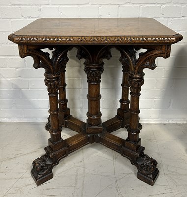 Lot 1029 - AFTER A.W.N. PUGIN: A GOATHIC OAK SIDE TABLE