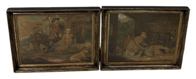 Lot 775 - A PAIR OF 19TH CENTURY PAINTED PRINTS DEPICTING SCENES OF RURAL LIFE