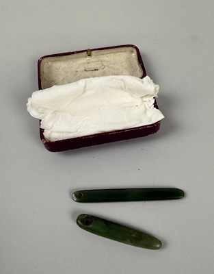 Lot 268 - TWO MAORI NEPHRITE EAR PENDANTS POSSIBLY 19TH CENTURY