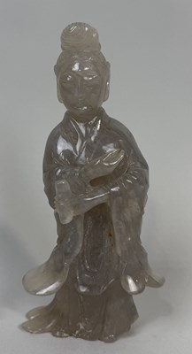 Lot 239 - A CHINESE STONE CARVED FIGURE, PROBABLY LATE QING DYNASTY