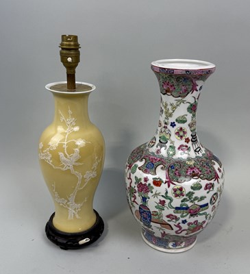 Lot 227 - TWO CHINESE VASES, ONE ADAPTED FOR LAMP