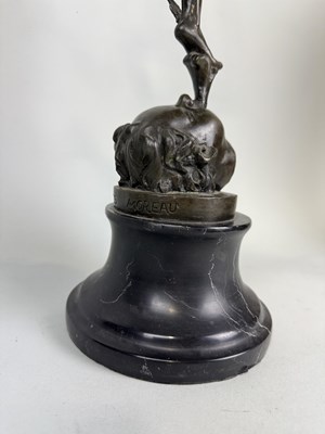 Lot 12 - HYPPOLYTE FRANCOIS MOREAU (FRENCH 1832-1927): A BRONZE SCULPTURE OF MERCURY