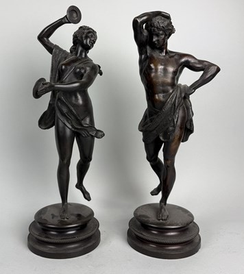 Lot 1 - A PAIR OF BACCHANTES BRONZES