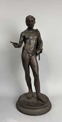 Lot 10 - A LARGE BRONZE SCULPTURE OF NARCISSUS