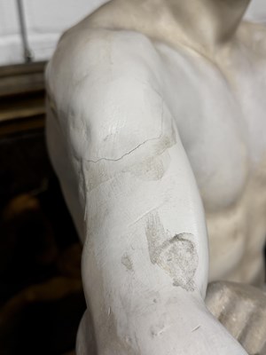 Lot 8 - A PLASTER SCULPTURE OF THE ATHLETE APOXYOMENOS AFTER THE ORIGINAL BY LYSIPPOS